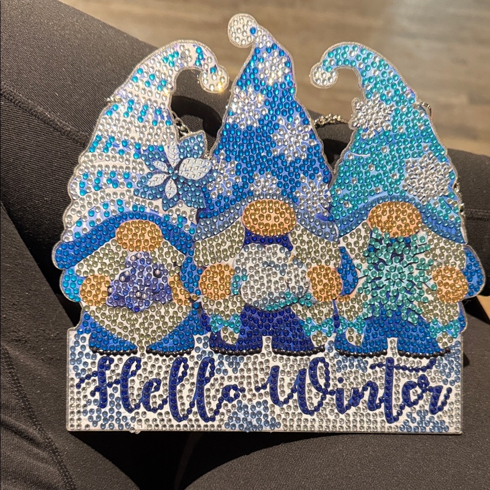 Completed Hello Winter Gnome Diamond Art Wall Hanging